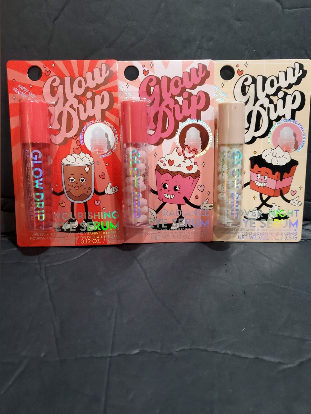 3pack glow drip nourishing radiance and overnight infused eye serums rollon new